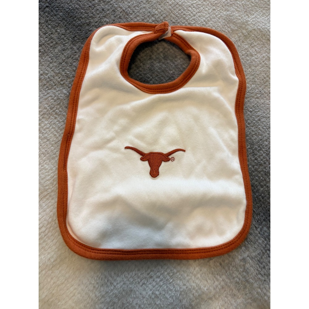 (CL) Two Feet Ahead University of Texas Longhorns Baby Bib White Burnt Orange OS